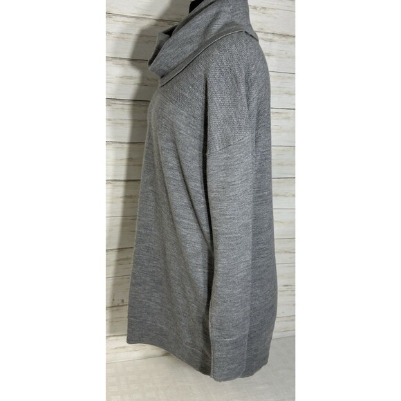 Adrienne Vittadini MEDIUM Gray 100% Extra Fine Merino Wool COWL Collar Sweater - Picture 8 of 16